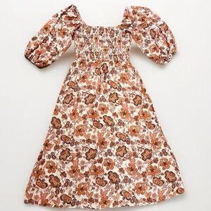 Sienna Sky Women’s Medium Boho Floral Smocked Maxi Dress Puff Sleeves